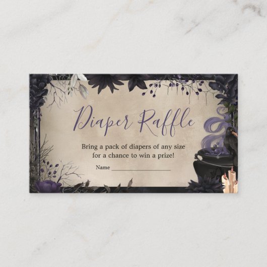 ゴシックハロウィーンベビーがブルーイングおむつラッフル エンクロージャーカード (正面)