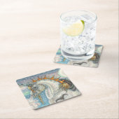 ゴシックハロウィーンユニコーンこうもり翼、馬 スクエアペーパーコースター (インサイチュ)