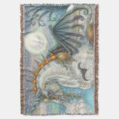 ゴシックハロウィーンユニコーンこうもり翼、馬 スローブランケット (正面縦)