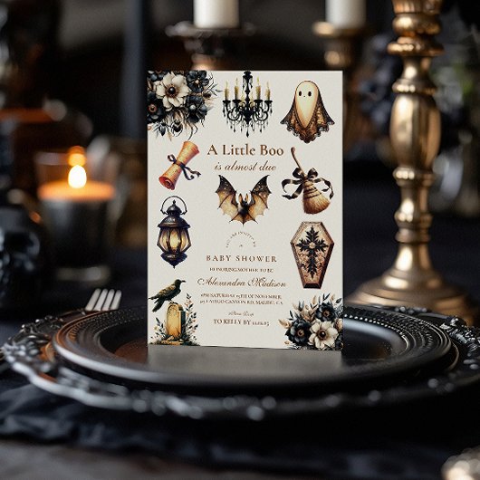 ゴシックハロウィーンリトルブベビーシャワー 招待状