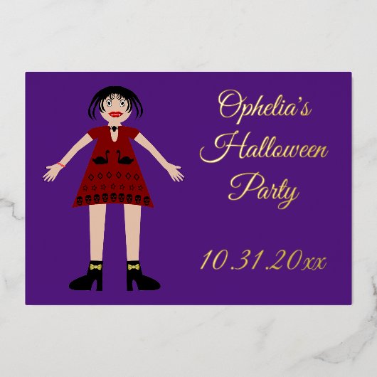 ゴシックハロウィーンヴァンパイレディカスタムー 箔招待状 (正面)