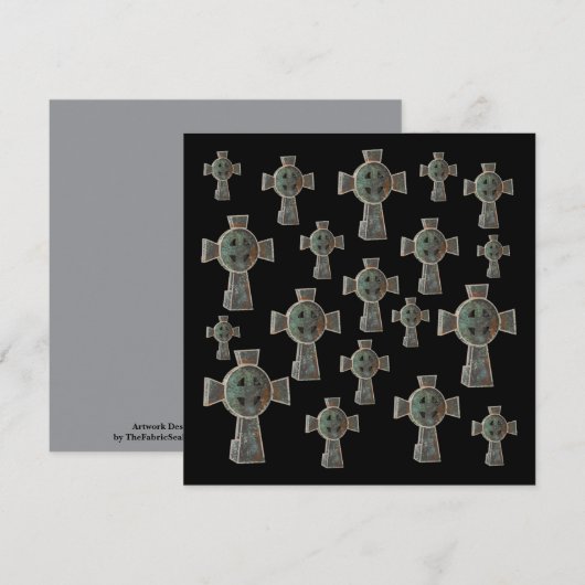 ゴシックハロウィーン墓地ヘッドストーンクロススケッチ カード (正面/裏面)