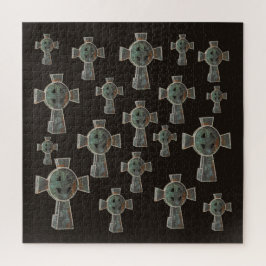 ゴシックハロウィーン墓地ヘッドストーンクロススケッチ ジグソーパズル