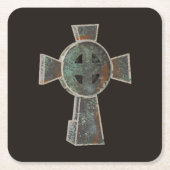 ゴシックハロウィーン墓地ヘッドストーンクロススケッチ スクエアペーパーコースター (正面)