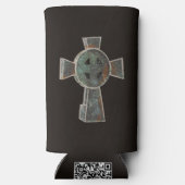 ゴシックハロウィーン墓地ヘッドストーンクロススケッチ スリム缶クーラー (裏面)