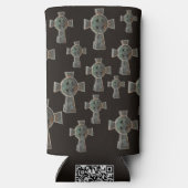 ゴシックハロウィーン墓地ヘッドストーンクロススケッチ スリム缶クーラー (裏面)