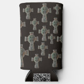 ゴシックハロウィーン墓地ヘッドストーンクロススケッチ スリム缶クーラー (正面)