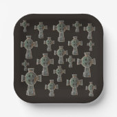 ゴシックハロウィーン墓地ヘッドストーンクロススケッチ ペーパープレート (正面)