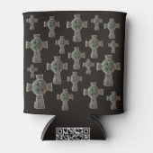 ゴシックハロウィーン墓地ヘッドストーンクロススケッチ 缶クーラー (正面)