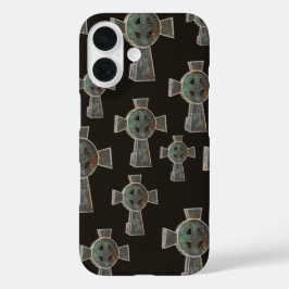 ゴシックハロウィーン墓地ヘッドストーンクロススケッチ iPhone 16ケース