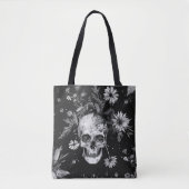 ゴシックハロウィーン植物性スカルパターン トートバッグ (正面)