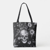 ゴシックハロウィーン植物性スカルパターン トートバッグ (裏面)