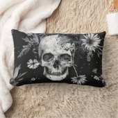 ゴシックハロウィーン植物性スカルパターン ランバークッション (ブランケット)