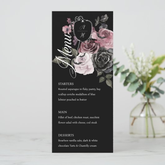 ゴシックハロウィーン水彩フローラモノグラムクレスト メニュー (スタンド正面)