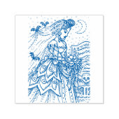 ゴシックハロウィーン花嫁、こうもりベール、スカルの花束 セルフインキングスタンプ (デザイン)