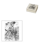 ゴシックハロウィーン花嫁、こうもりベール、スカルの花束 ラバースタンプ (押印)