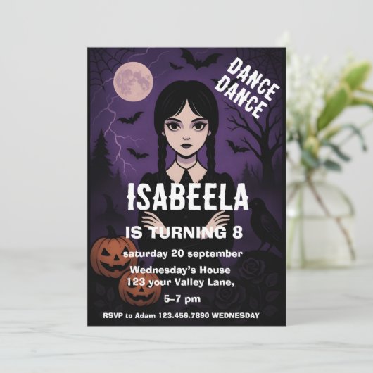 ゴシックハロウィーン誕生日招待状不気味- Purp 招待状 (スタンド正面)