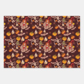 ゴシックハロウィーン魔女のスケルトンのパターン ラッピングペーパーシート (正面)