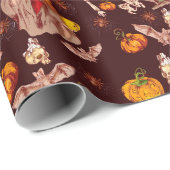 ゴシックハロウィーン魔女のスケルトンのパターン ラッピングペーパー (ロールコーナー)