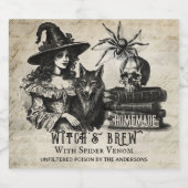 ゴシックハロウィーン魔女の醸造酒スカル毒 ビールラベル (シングルラベル)