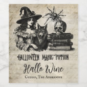 ゴシックハロウィーン魔女スカルスパイダーオオオカミ ワインラベル (シングルラベル)