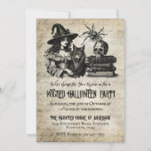ゴシックハロウィーン魔女スカルスパイダーオオオカミ 招待状 (正面)