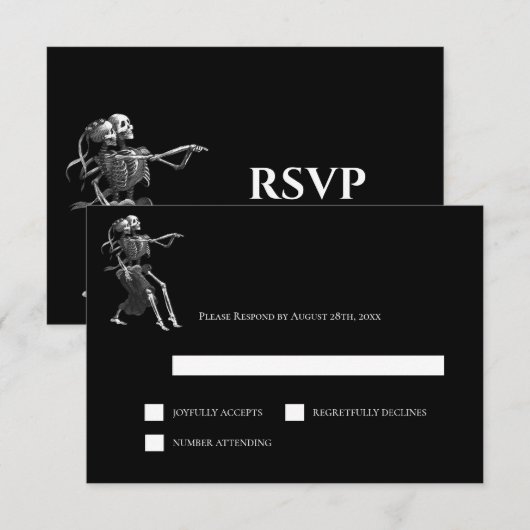 ゴシックハロウィーン オルタナティブ ウェディング RSVP カード (正面/裏面)