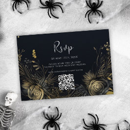 ゴシックハロウィーンQRコー結婚ド 出欠カード
