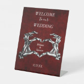 ゴシックハロウィ結婚ンのウェルカムプラークペデスタル  台座サイン (正面)