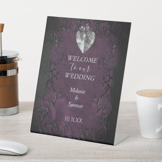 ゴシックハロウィ結婚ンのウェルカムプラークペデスタルS 台座サイン (インサイチュ)