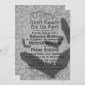 ゴシックハロウィ結婚ンズ | 飛んでいるこうもり影 招待状 (正面/裏面)