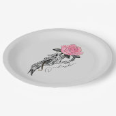 ゴシックハンドスケルトンとピンクローズ |内部にデッドイン ペーパープレート (アングル)