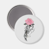 ゴシックハンドスケルトンとピンクローズ |内部にデッドイン マグネット (正面/裏面)