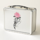 ゴシックハンドスケルトンとピンクローズ |内部にデッドイン メタルランチボックス (裏面)