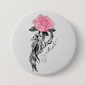 ゴシックハンドスケルトンとピンクローズ |内部にデッドイン 缶バッジ (正面)
