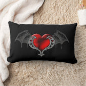 ゴシックハートとこうもりウイング装飾用クッション ランバークッション (ブランケット)