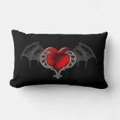 ゴシックハートとこうもりウイング装飾用クッション ランバークッション (正面)