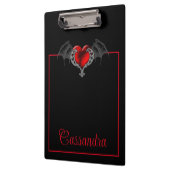 ゴシックハートとこうもり翼パーソナライズされた クリップボード (左)