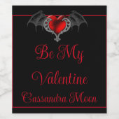 ゴシックハートとこうもり翼パーソナライズされた ワインラベル (シングルラベル)