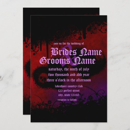 ゴシックハートとスカル結婚ズ 招待状 (正面/裏面)