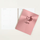 ゴシックハートとモノグラムとのバラ金ゴールド上のバラ プランナー手帳 (ディスプレー)