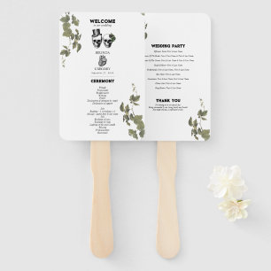 ゴシックハートフローラスカル結婚式 プログラム ハンドファン