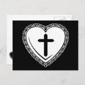 ゴシックハート&クロスポストカード(白黒) ポストカード (正面/裏面)