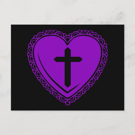 ゴシックハート+十字（黒+紫） ポストカード (正面)