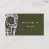 ゴシックハーフスカルオリーブグリーングランジタトゥーアーティスト 名刺 (正面)