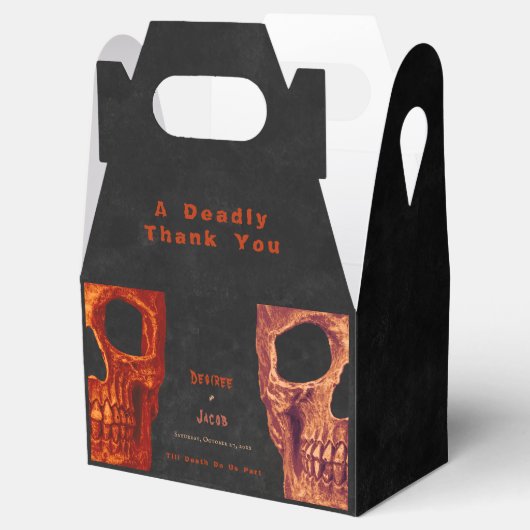 ゴシックハーフスカルオレンジブラックハロウィン結婚ズ フェイバーボックス (オープン)