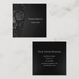 ゴシックハーフスカルグカッコいいレーメタリックタトゥーショップ スクエア名刺