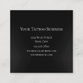 ゴシックハーフスカルグカッコいいレーメタリックタトゥーショップ スクエア名刺 (裏面)