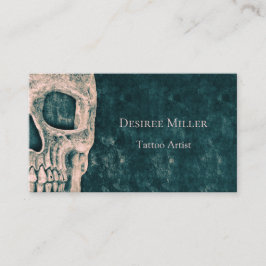 ゴシックハーフスカルティール(緑がかった色)グリーンベージュタトゥーアーティスト 名刺