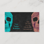 ゴシックハーフスカルティール(緑がかった色)ブラウンブラックタトゥーショップ 名刺 (裏面)